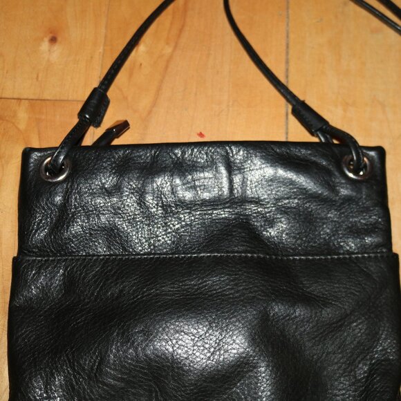 Margot New York Kari Anthropologie Black Tumbled Leather Crossbody Bag - Picture 3 of 6
